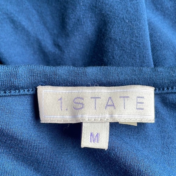 1. State Teal Blue Side Ruched Dress - Picture 4 of 4